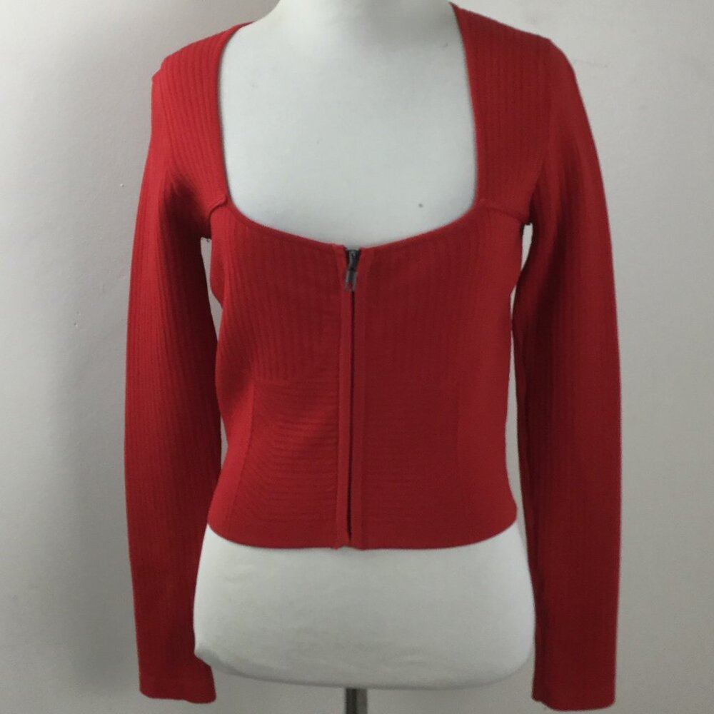 Revolve All the Ways Red Cropped Zip Up Top s